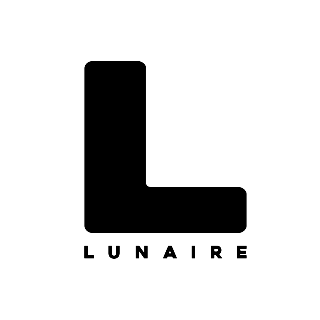 Lunaire lockup: L monogram above the full wordmark
